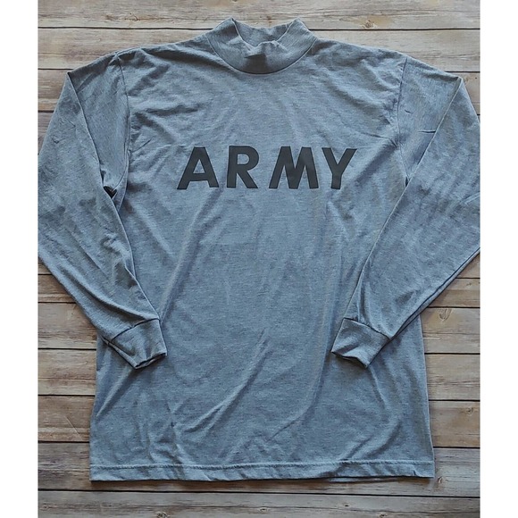 Vintage Army Akwa Tek Made In USA Logo Gray Long Sleeve Medium A2 - Picture 1 of 4